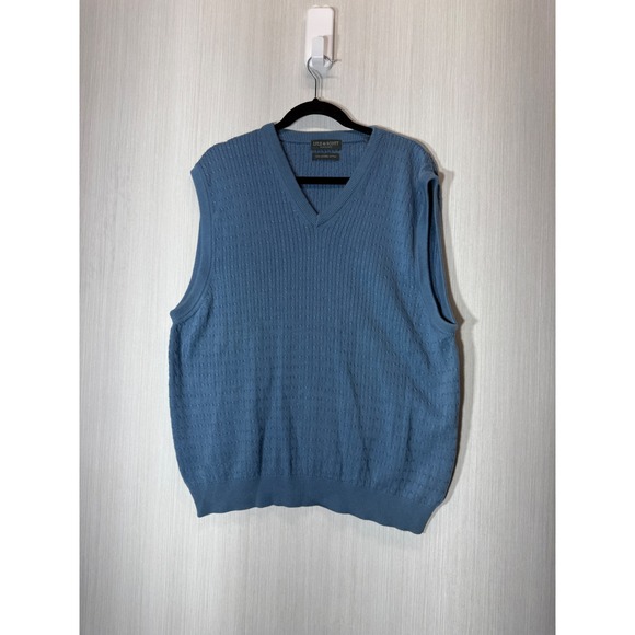 Lyle & Scott Other - Lyle & Scott Scotland Mens Blue 100%Combed Cotton Cable Knit V-Neck Sweater Vest